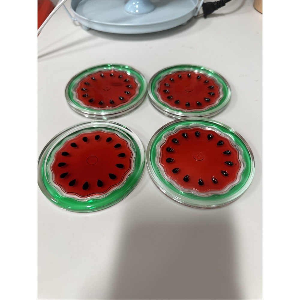 Watermelon Coasters Translucent Like‎ Sun catchers 3 5/8" Set Of 4